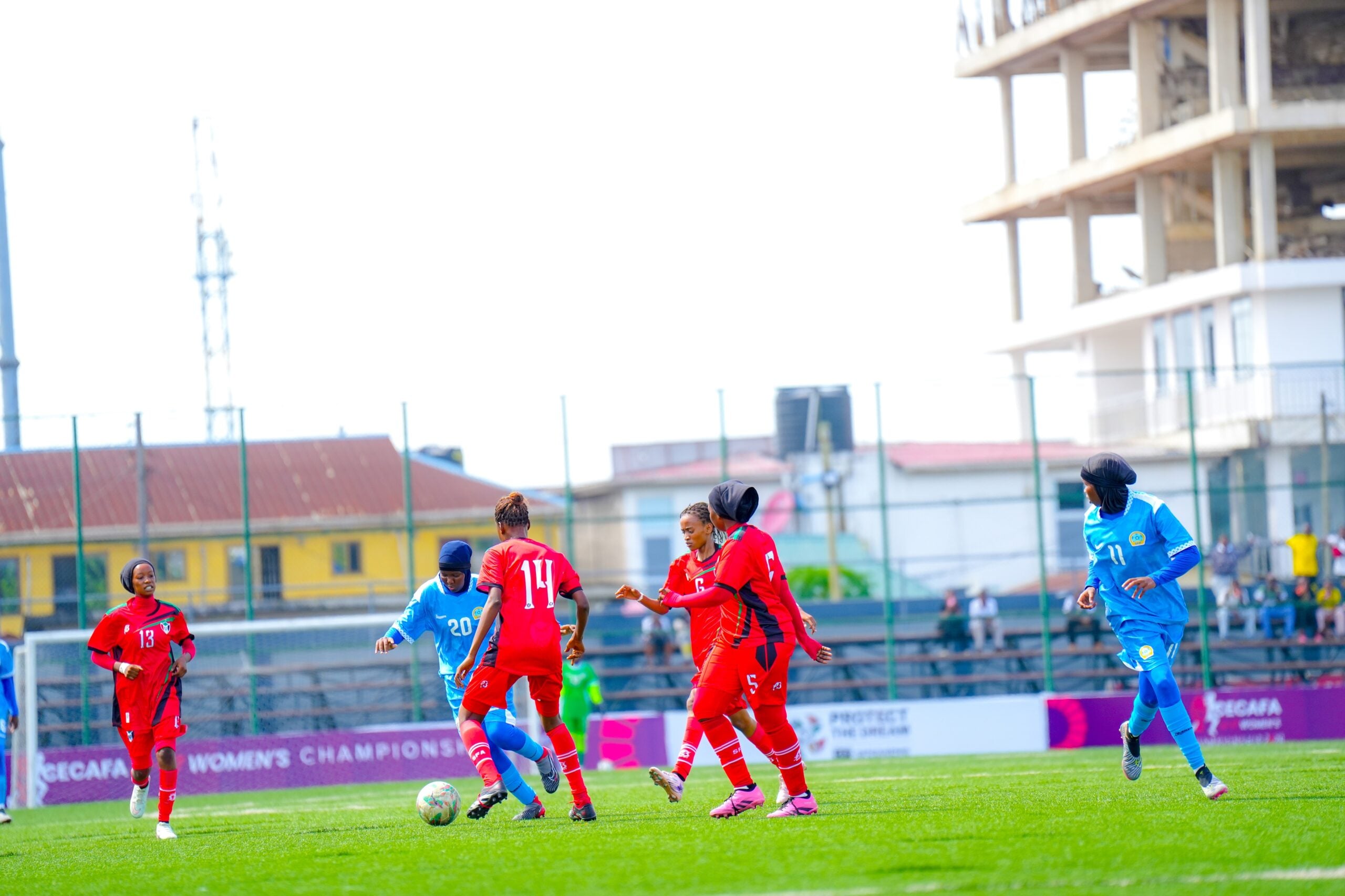 Somalia U-17 Women End Debut CECAFA Tournament With Historic 8-2 Win Over Sudan 1 Somalia and Sudan players contest the ball during the CECAFA Women’s U-17 Championship in Dar es Salaam.