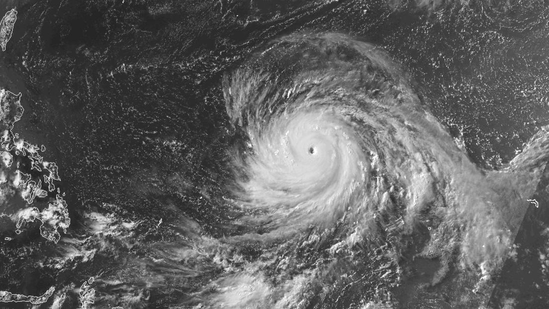Satellite image of super typhoon Bavi over the Pacific Ocean