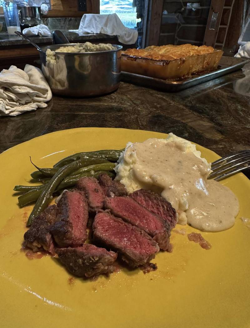 Nathalie Guasis on a Year in Montana 4 The payoff. Steak, mashed potatoes, green beans. Most Montana freezers read like a season-by-season record of the past year.