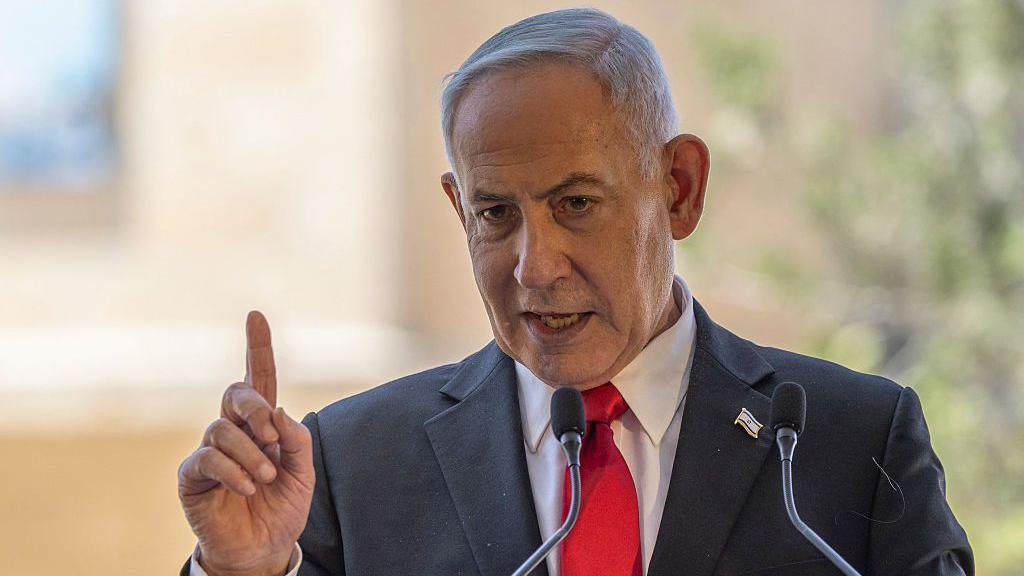 Benjamin Netanyahu speaks at an event in East Jerusalem.