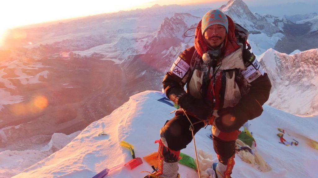 Nirmal Purja at the summit of Mount Everest