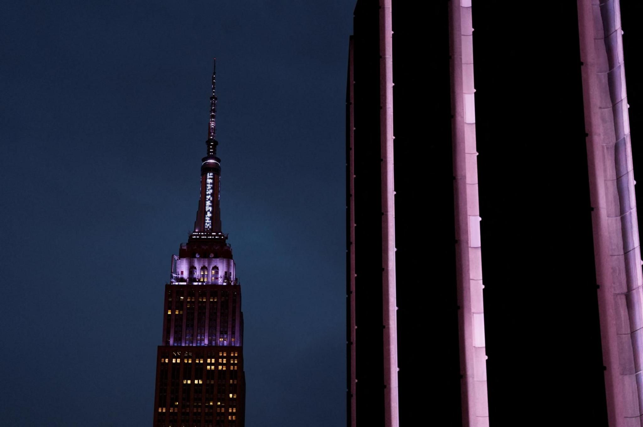 The Empire State Building next to Madison Square Garden, the venue for the wedding celebrations of singer Taylor Swift and National Football League (NFL) player Travis Kelce, in New York, U.S., July 3, 2026.