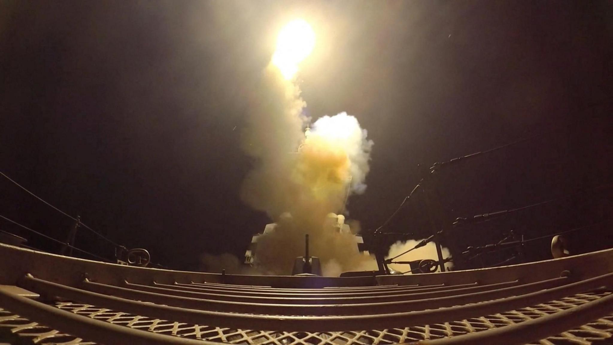 A handout video showing what US Central Command (Centcom) said was a missile launched as part of a new wave of strikes on Iran (12 July 2026)