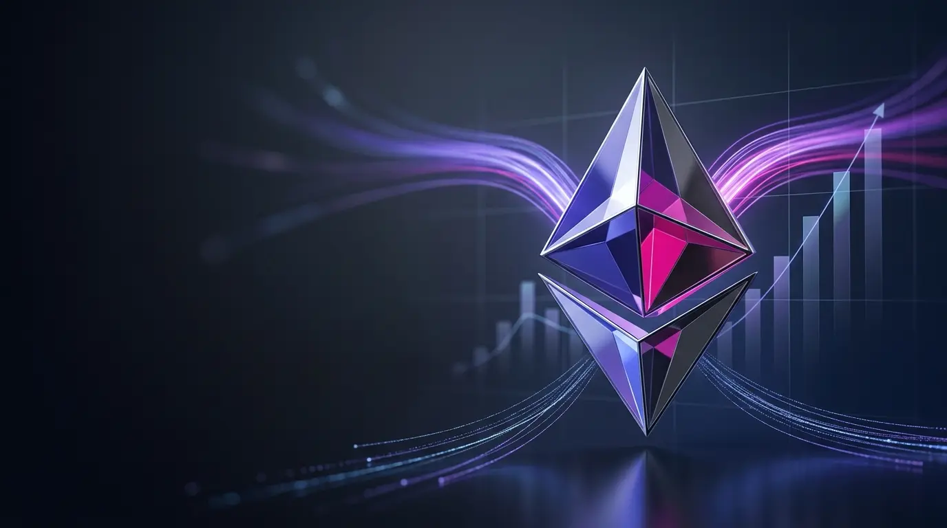 Ethereum asset illuminated by institutional ETF inflow streams in a modern crypto market scene