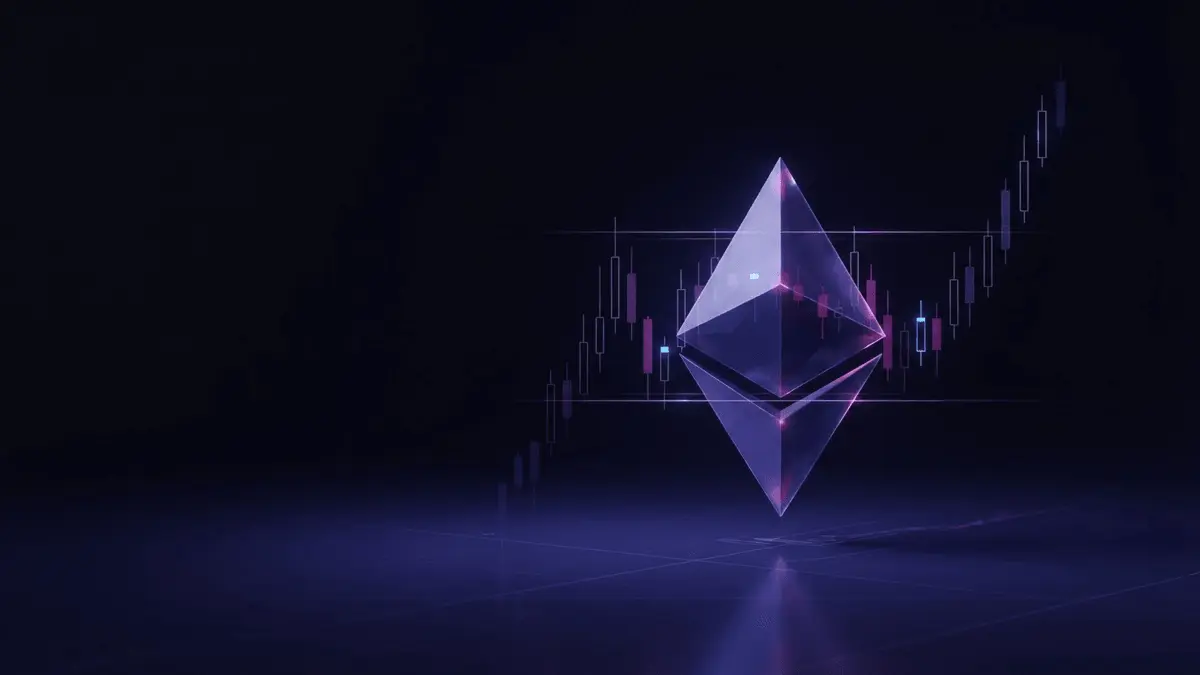Ethereum-inspired crystal asset inside a tight trading range with an upward breakout signal