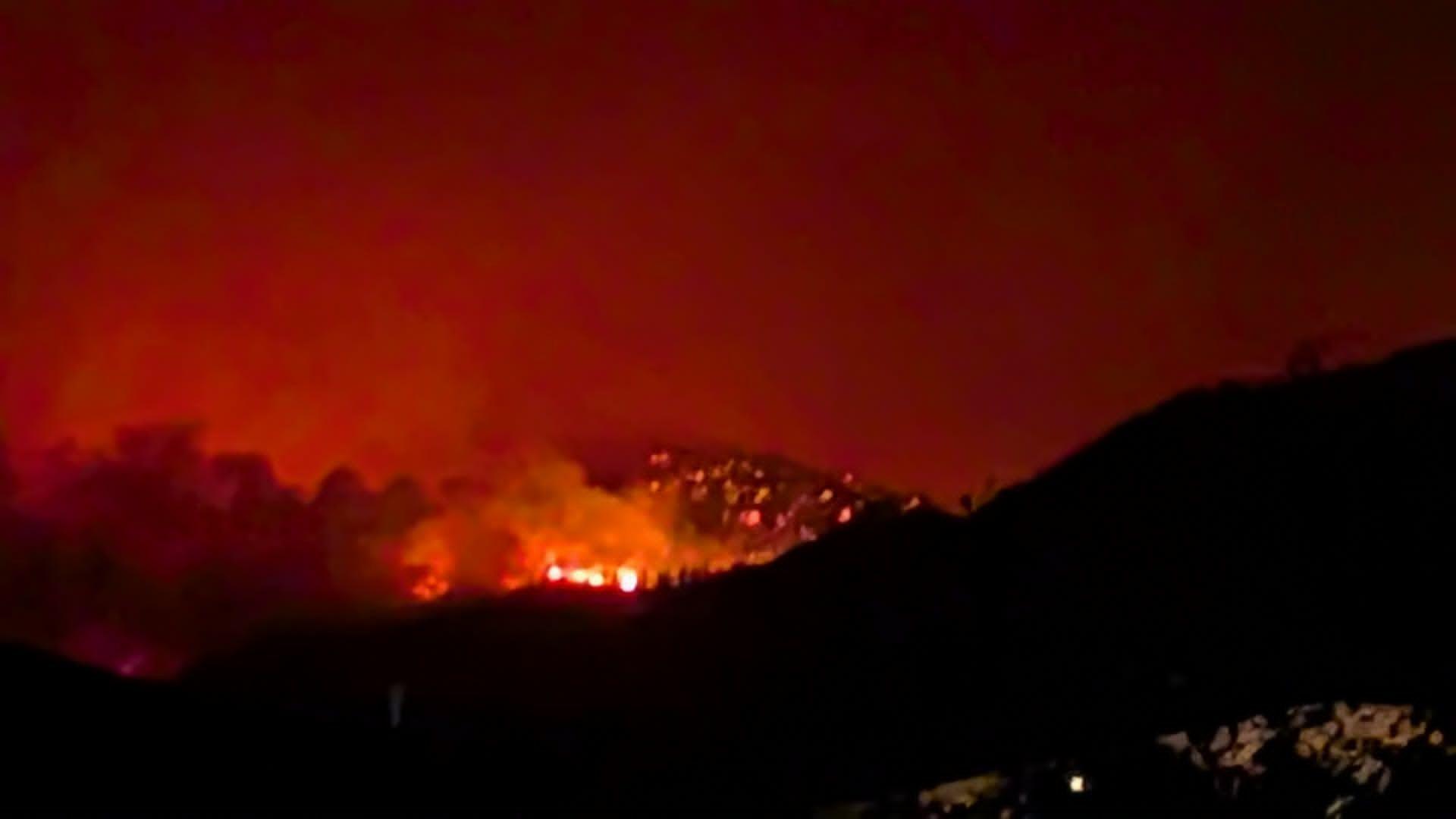 A view of wildfires in western Canada from the deck of Earl Kurz's home
