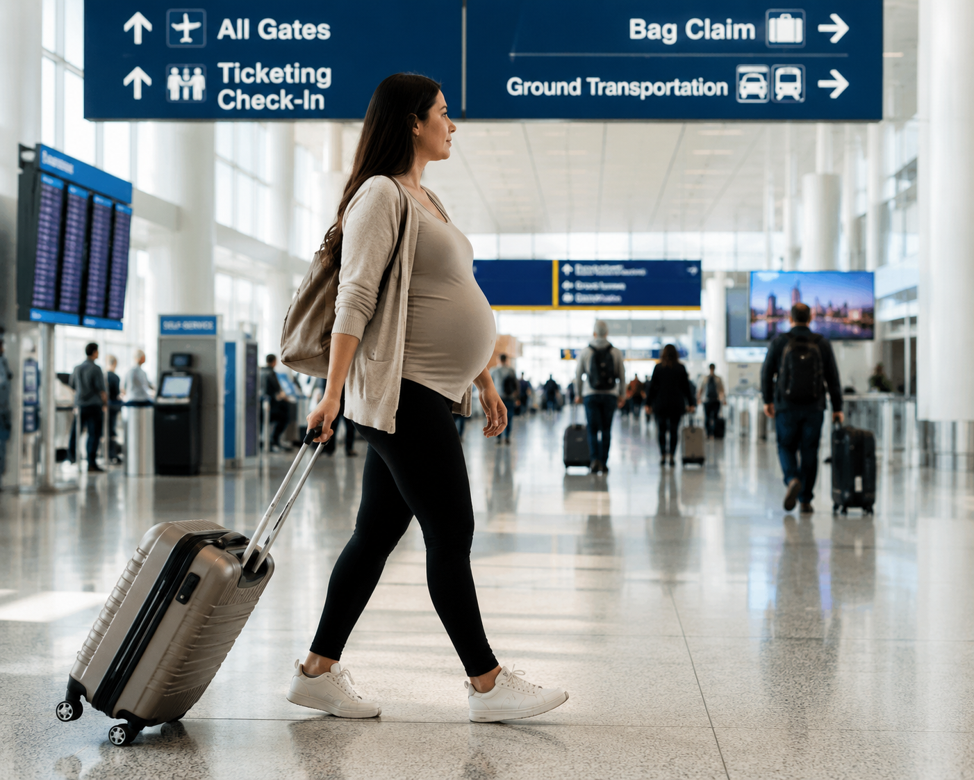 Will Birthright Citizenship Become Next Historic Roe VS Wade? Trump Lost Fight; But Re-issued Executive Order Targeting Birth Tourism 1 An unidentified Pregnant Woman Carry Luggage inside U.S. Airport: AI Image by C.Walker