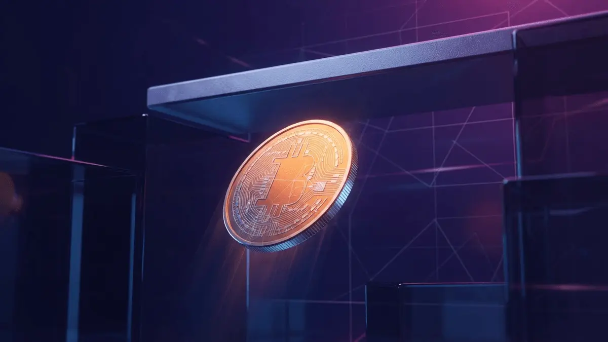 Abstract Bitcoin price recovery approaching a key resistance level in a modern crypto market scene