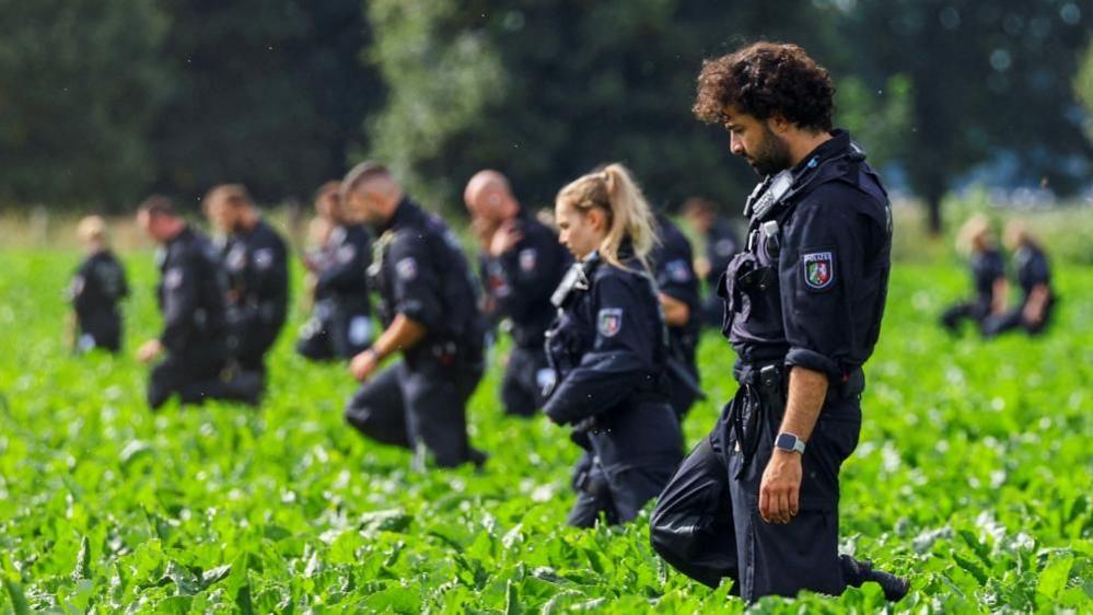 German police secures the area after a second sabotage attempt on Germany's electricity grid, with local police saying they are investigating an attack on a substation in Bergheim, Germany, September 2, 2026