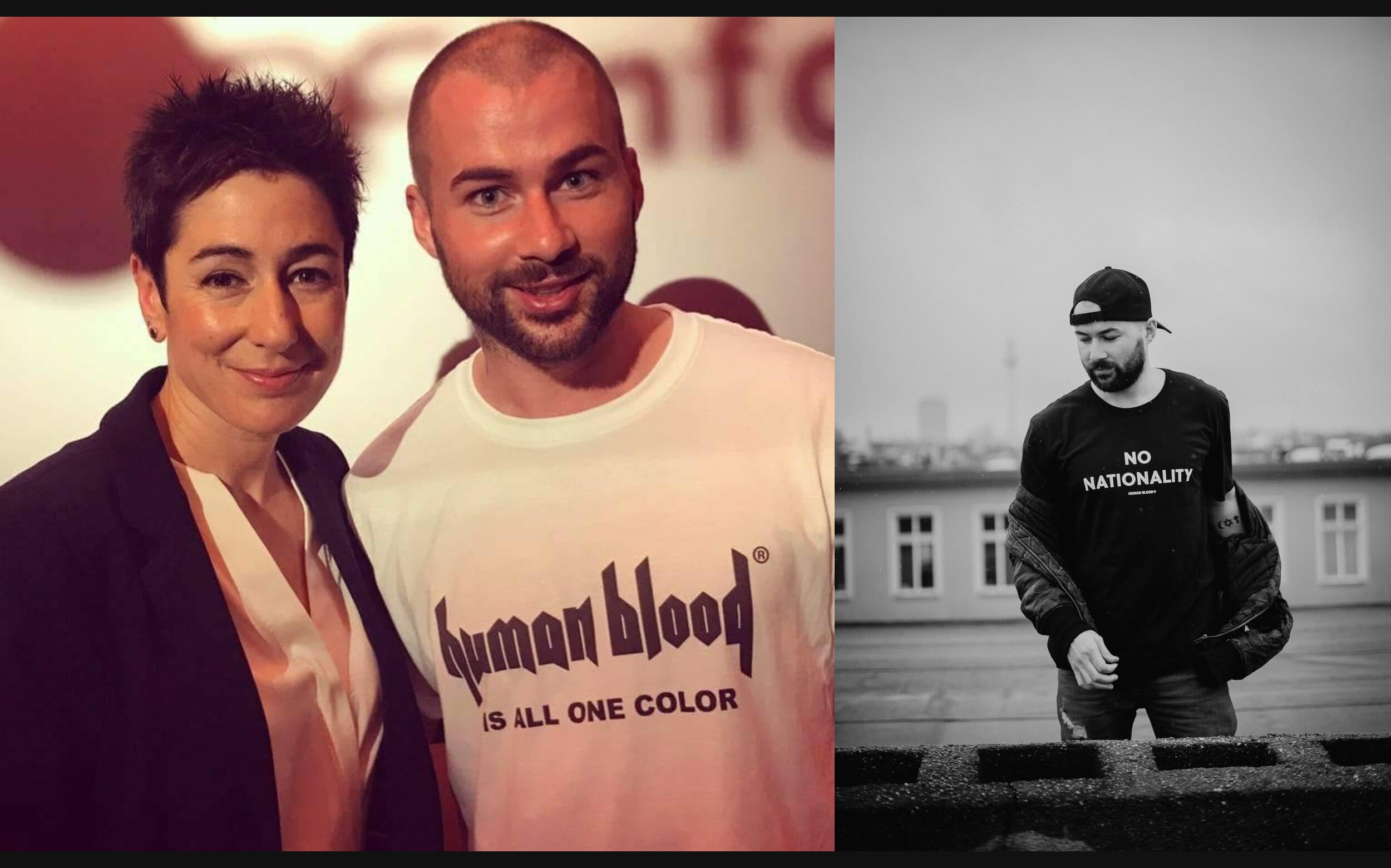 He Bought a Rescue Ship Before He Built a Dating App 2 Hartmann with the broadcaster Dunja Hayali, and a HUMAN BLOOD shirt from the run of the label.