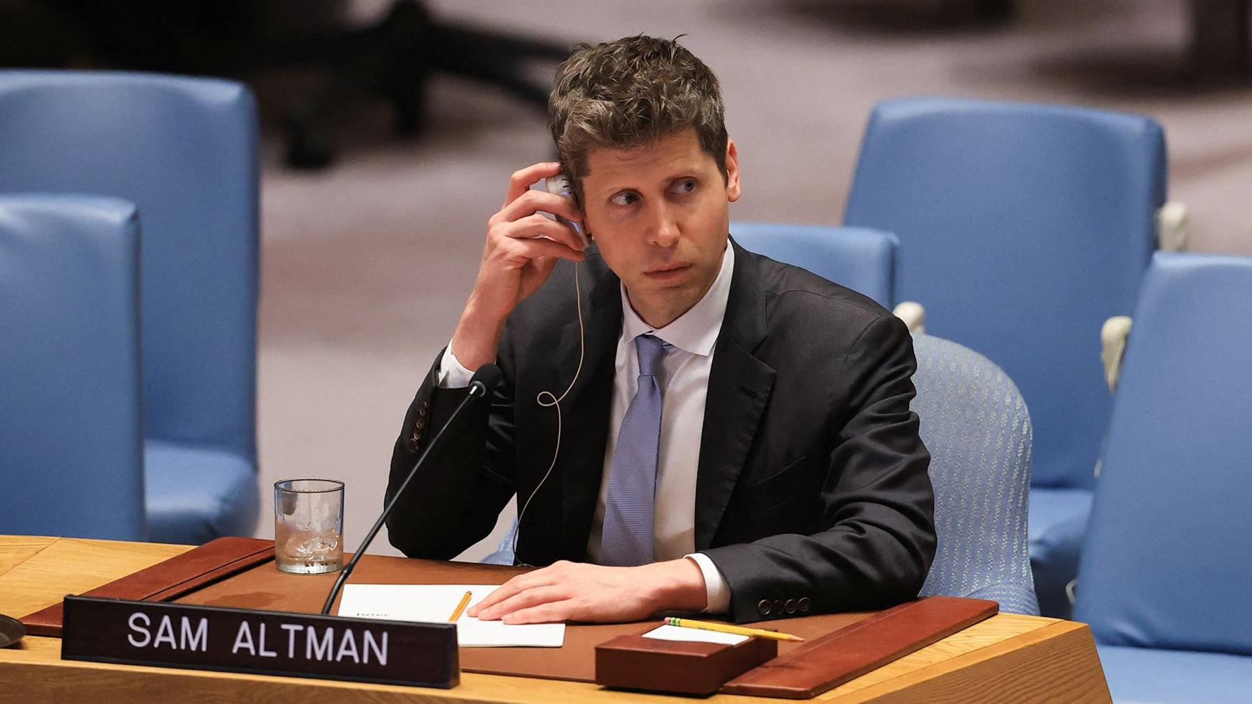 OpenAI chief executive Sam Altman addresses the United Nations Security Council during a session on Artificial Intelligence, at UN Headquarters on 23rd September