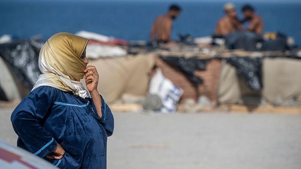 A migrant living on Trampolin Beach, on 31 August, 2026 in Ceuta, Spain.