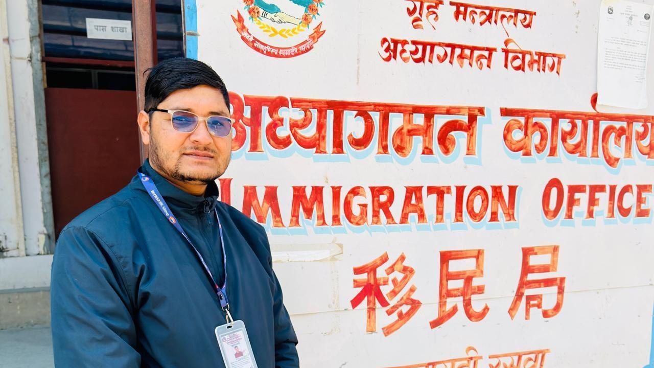 Tika Ram Pokharel, works as the Senior Immigration Assistant in the Rashuwagadi Immigration Office
