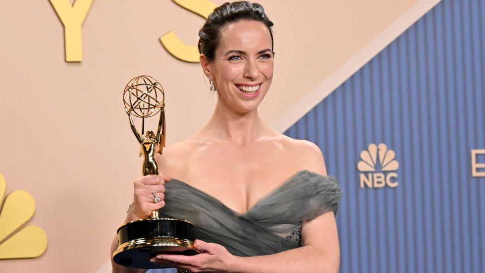 Kate O'Flynn wins the Outstanding Supporting Actress in a Comedy Series Award for "Widow's Bay" at the 78th Emmy Awards held at Peacock Theater on September 14, 2026 in Los Angeles, California.
