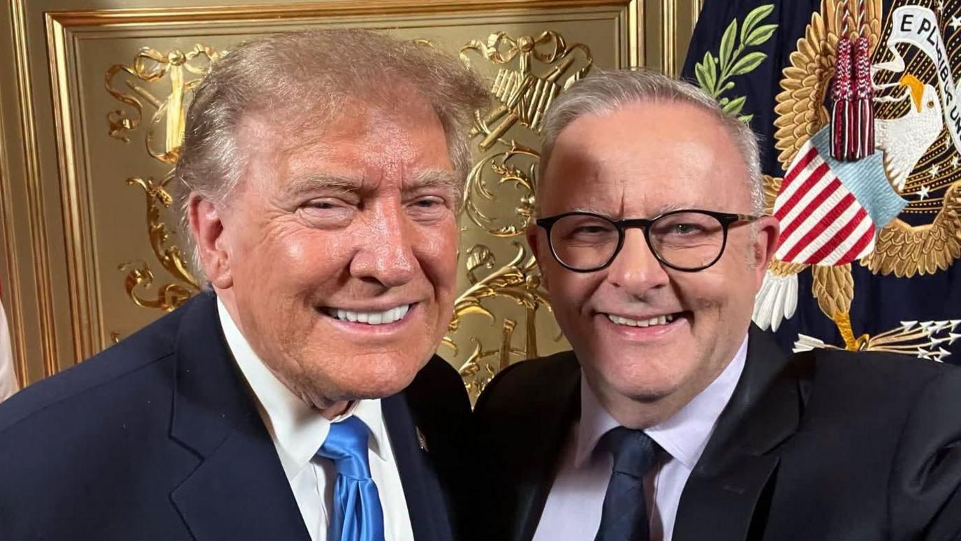 A selfie of Donald Trump and Anthony Albanese