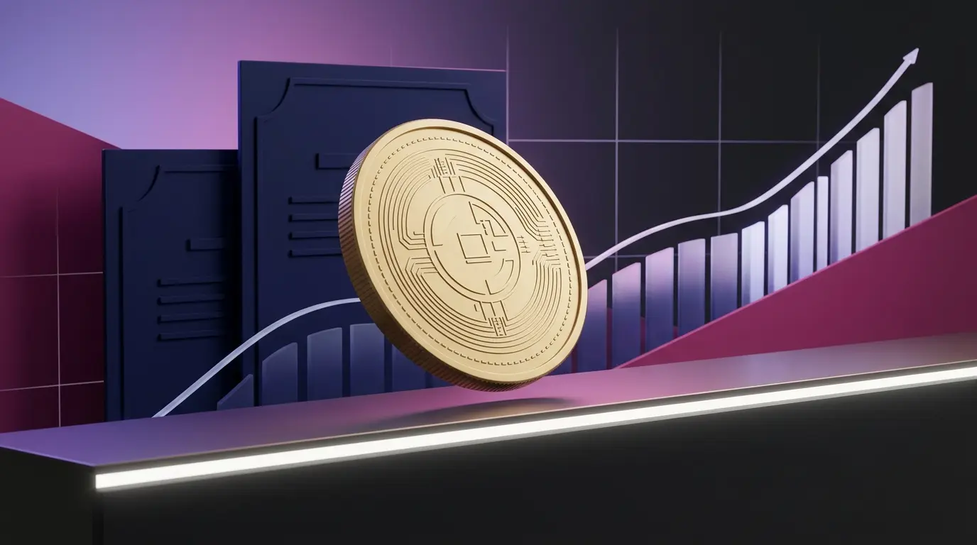 Gold Bitcoin coin hovering above a resistance ledge as Treasury yields constrain its rebound