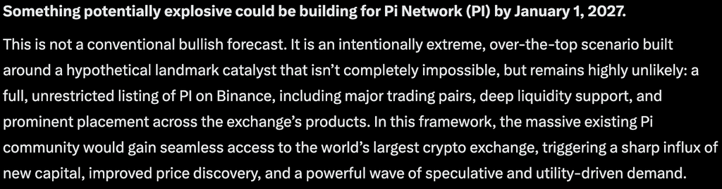 Microsoft Copilot AI predicts that a full Pi Network Binance listing could skyrocket PI to new heights by January 1, 2027