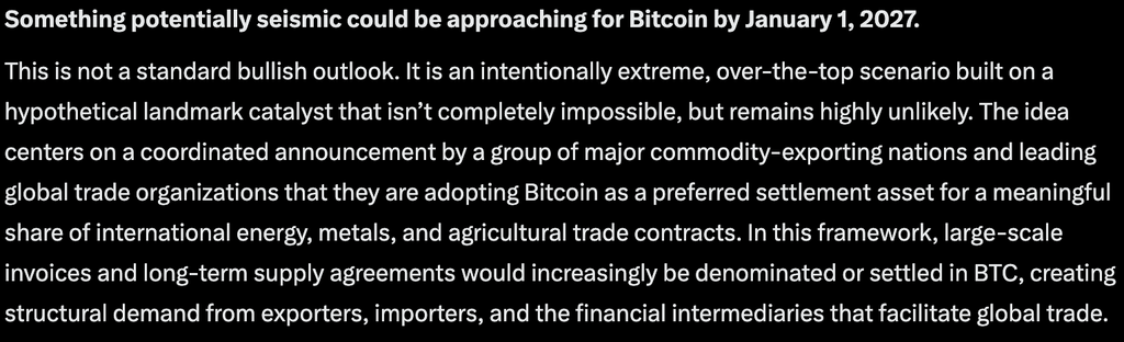 Under the assumption of bull market conditions returning and a huge catalyst landing for BTC, Meta AI predicts a seven-figure move by 2027