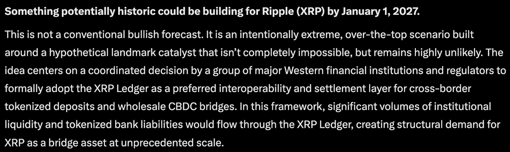 Meta AI predicts that XRP could hit high double-digits by year-end, but only in the event of a huge institutional catalyst landing for Ripple