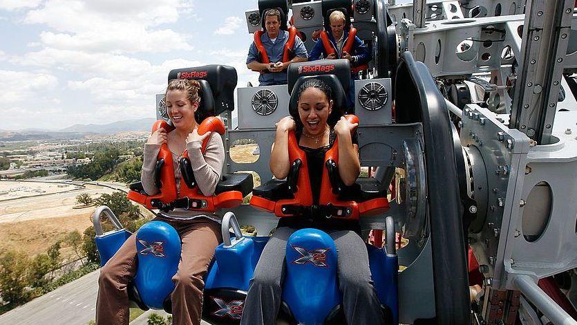 Jacque Marquez and Sarah Martinez were among the first riders to experience X2 At Six Flags Magic Mountain on May 22, 2008, in Valencia, California